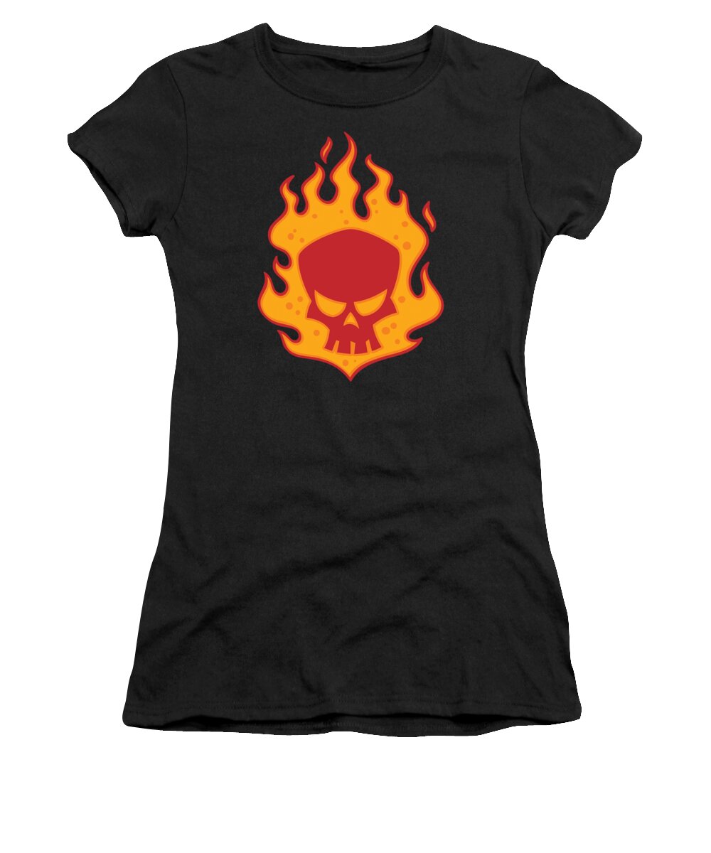 Fire Women's T-Shirt featuring the digital art Flaming Skull by John Schwegel