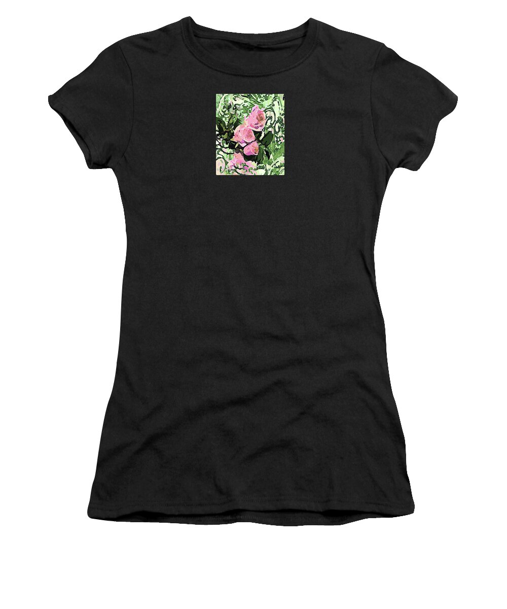Rose Women's T-Shirt featuring the photograph Floral of Pink Green and Yellow by Corinne Carroll