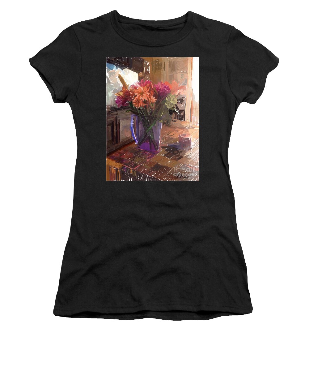 Vase Women's T-Shirt featuring the digital art Flowers in a Vase by Joe Roache