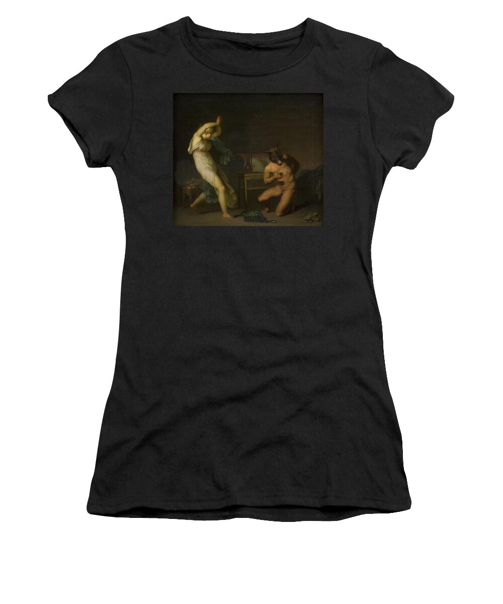 Mythology Women's T-Shirt featuring the painting Fotis Sees Her Lover Lucius Transformed Into An Ass. Motif by Nicolai Abraham Abildgaard