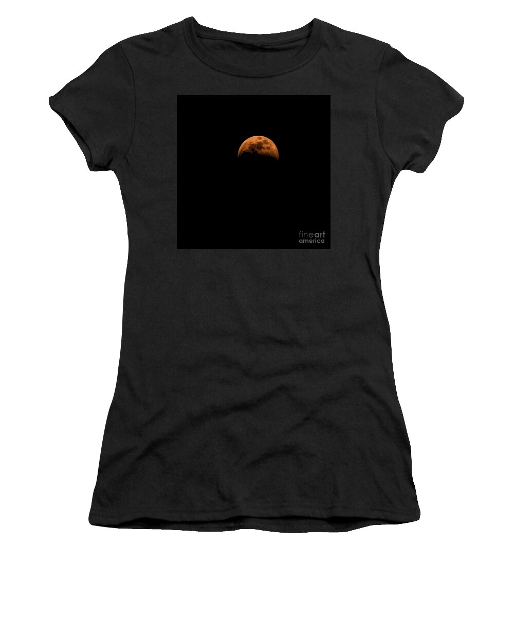 Jon Burch Women's T-Shirt featuring the photograph Full Wolf Moon Eclipse by Jon Burch Photography