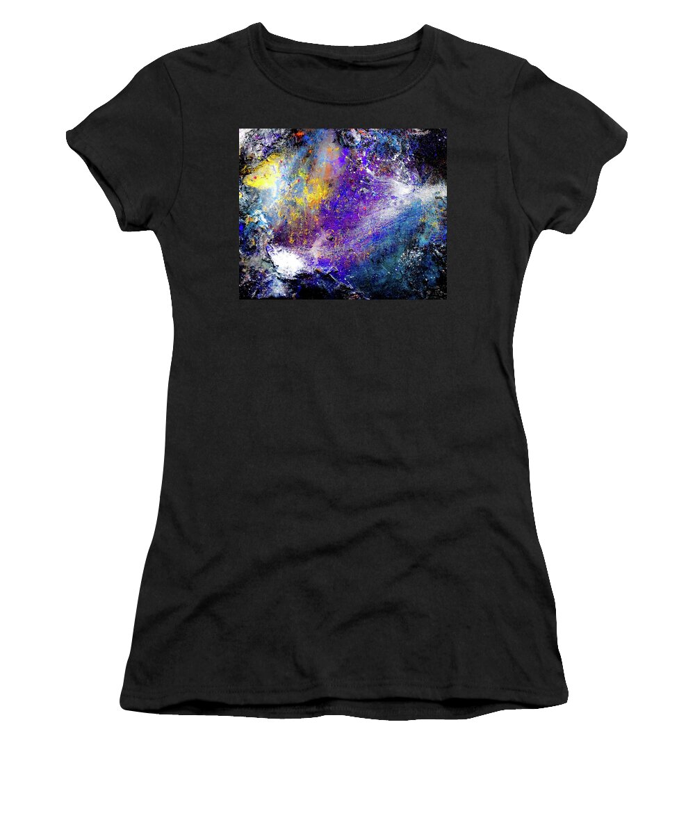 Galaxy Women's T-Shirt featuring the mixed media Galactic Fusion by Patsy Evans - Alchemist Artist