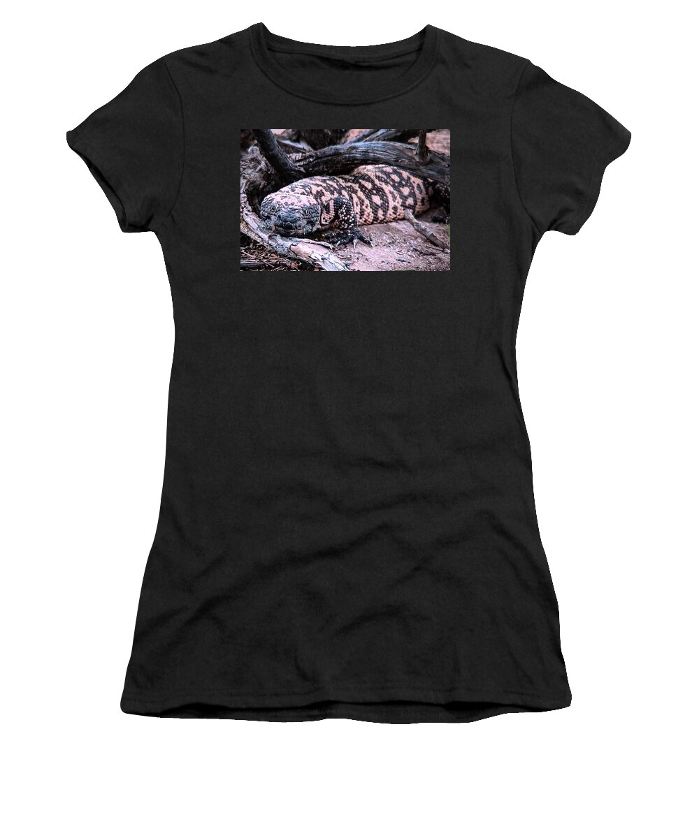 Animals Women's T-Shirt featuring the photograph Gila Monster Under Creosote Bush by Judy Kennedy