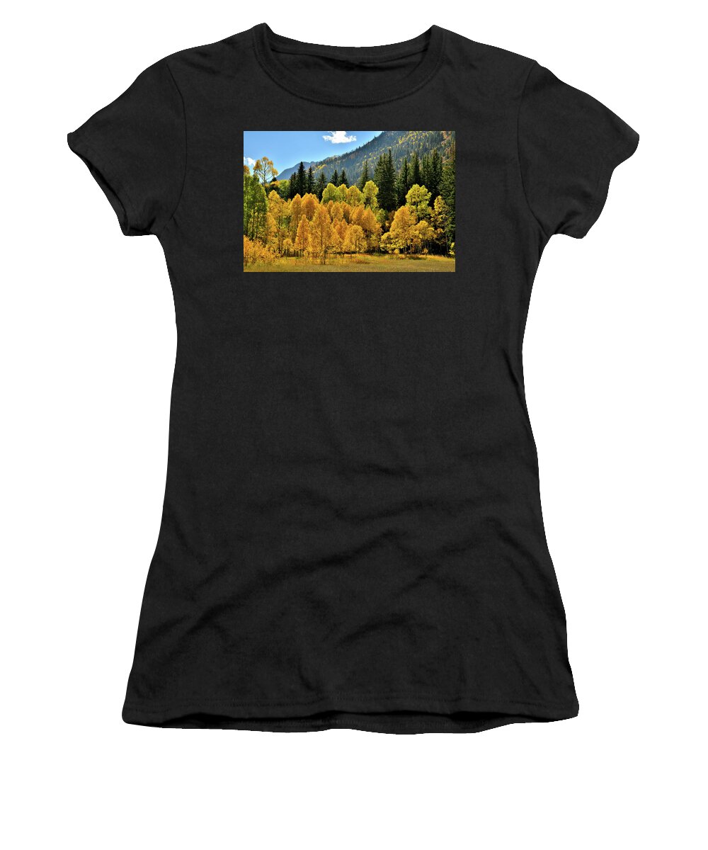 Colorado Women's T-Shirt featuring the photograph Glowing Aspens Beneath McClure Pass by Ray Mathis