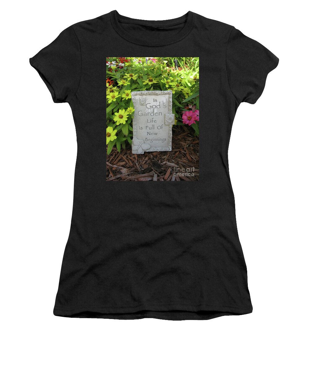  Women's T-Shirt featuring the mixed media Gods garden by Lori Tondini