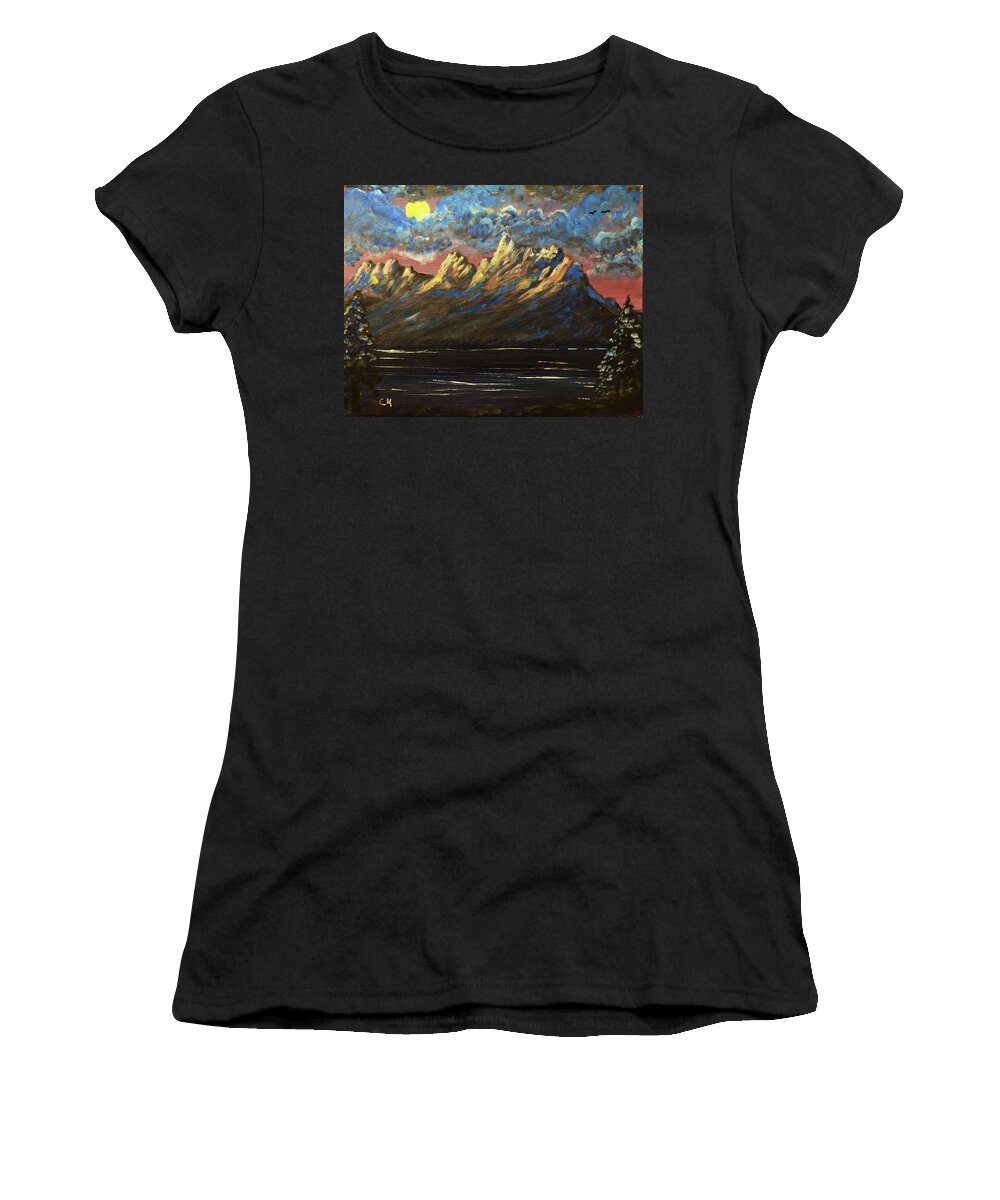 Sunrise Women's T-Shirt featuring the painting Grand Teton Dawn by Chance Kafka