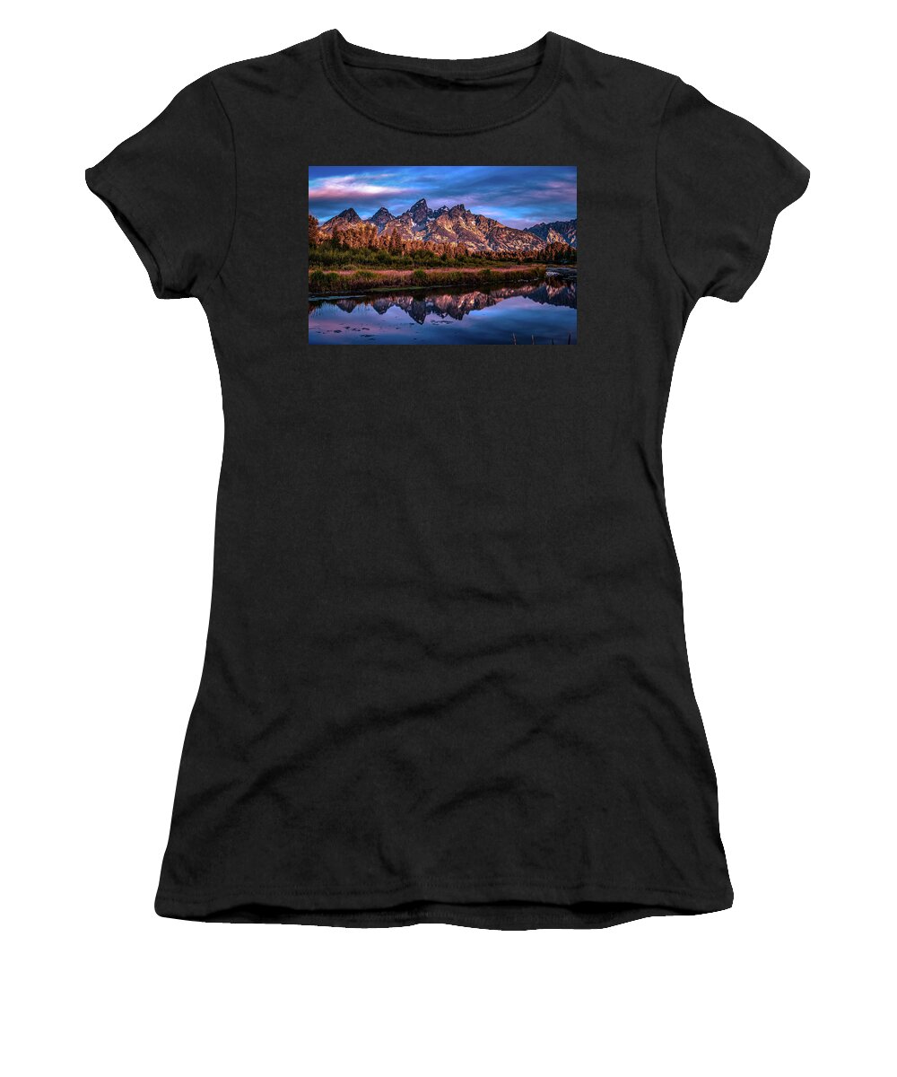 Reflection Women's T-Shirt featuring the photograph Grand Teton National Park And Mountain Reflections by Alex Grichenko