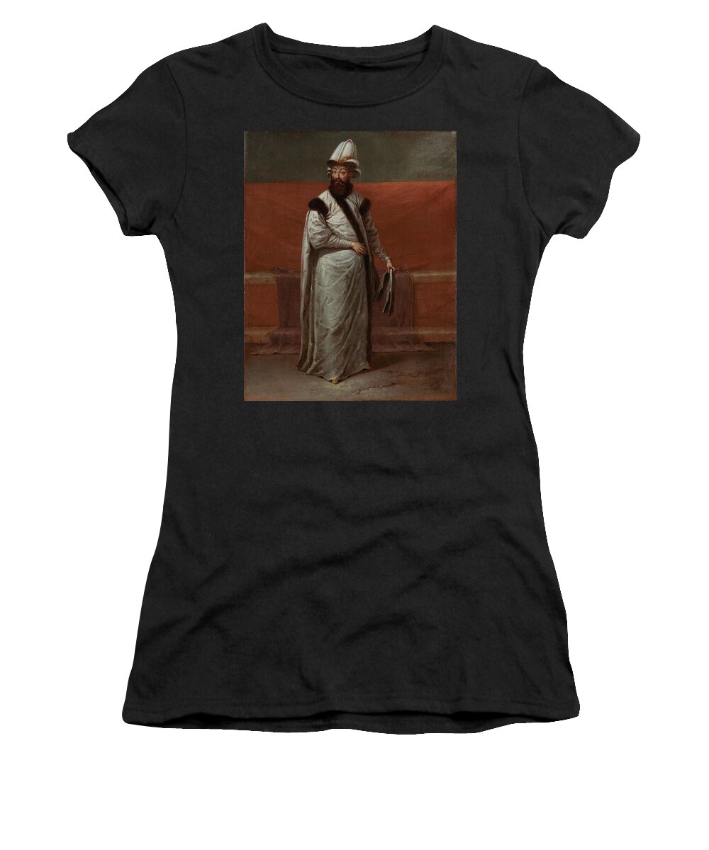Canvas Women's T-Shirt featuring the painting Grand Vizier Nevsehirli Damat Ibrahim Pasa. by Jean Baptiste Vanmour