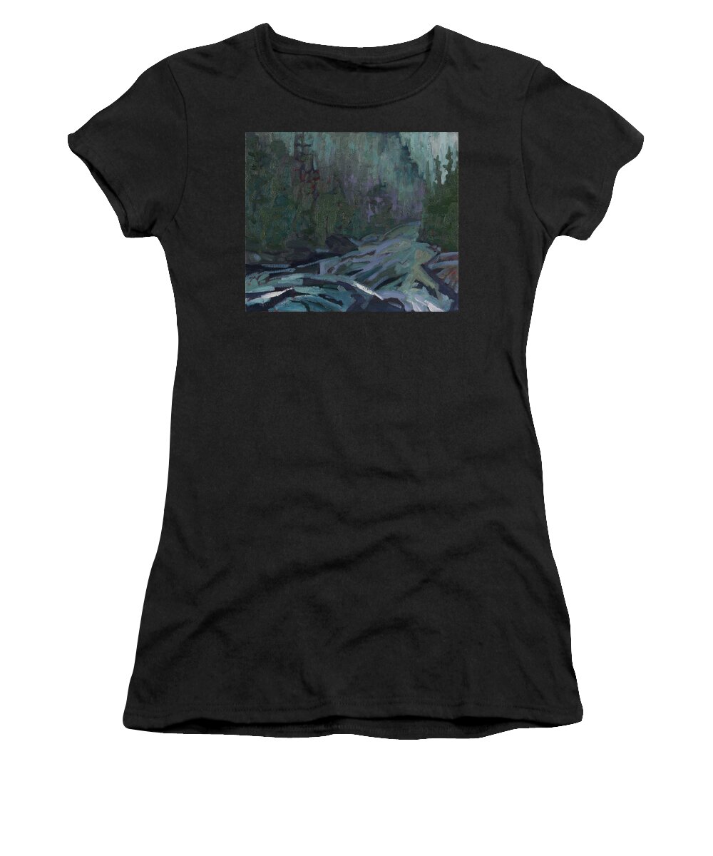 2160 Women's T-Shirt featuring the painting Grande Chute Misty Morning by Phil Chadwick