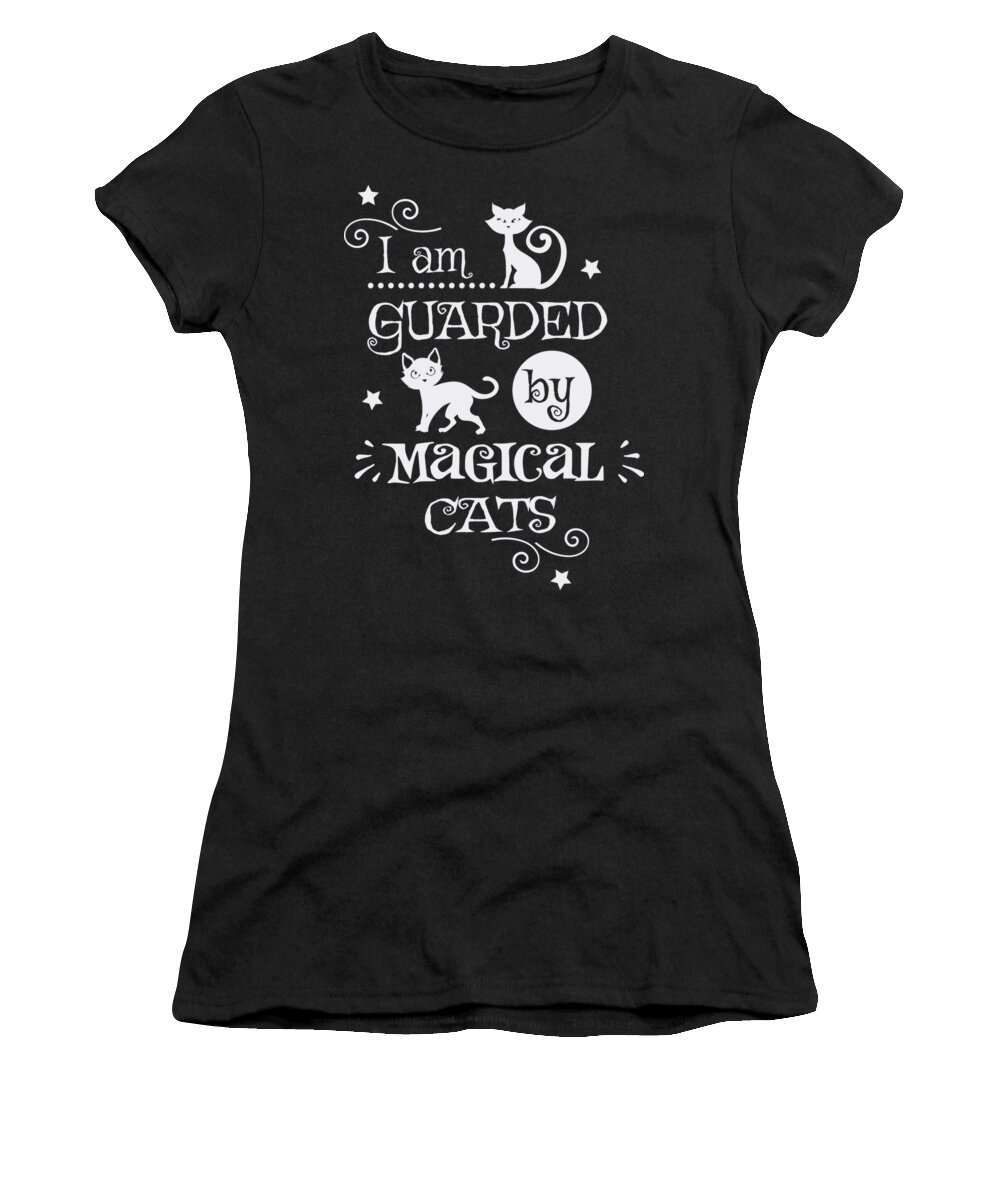 Halloween Women's T-Shirt featuring the digital art Halloween Decor I am guarded by magical cats by Matthias Hauser