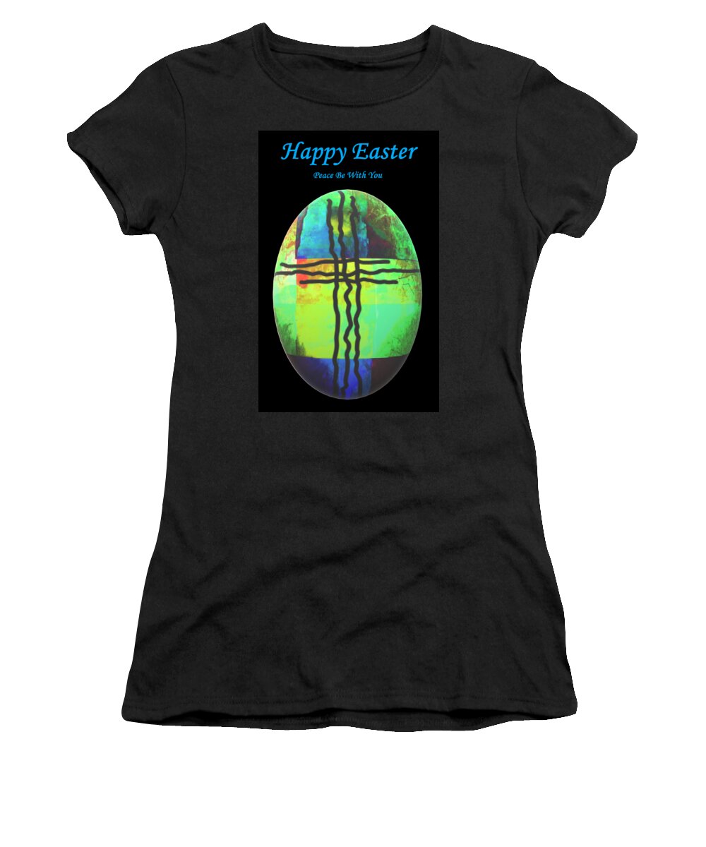 Card Women's T-Shirt featuring the digital art Happy Easter Peace Be With You by Delynn Addams