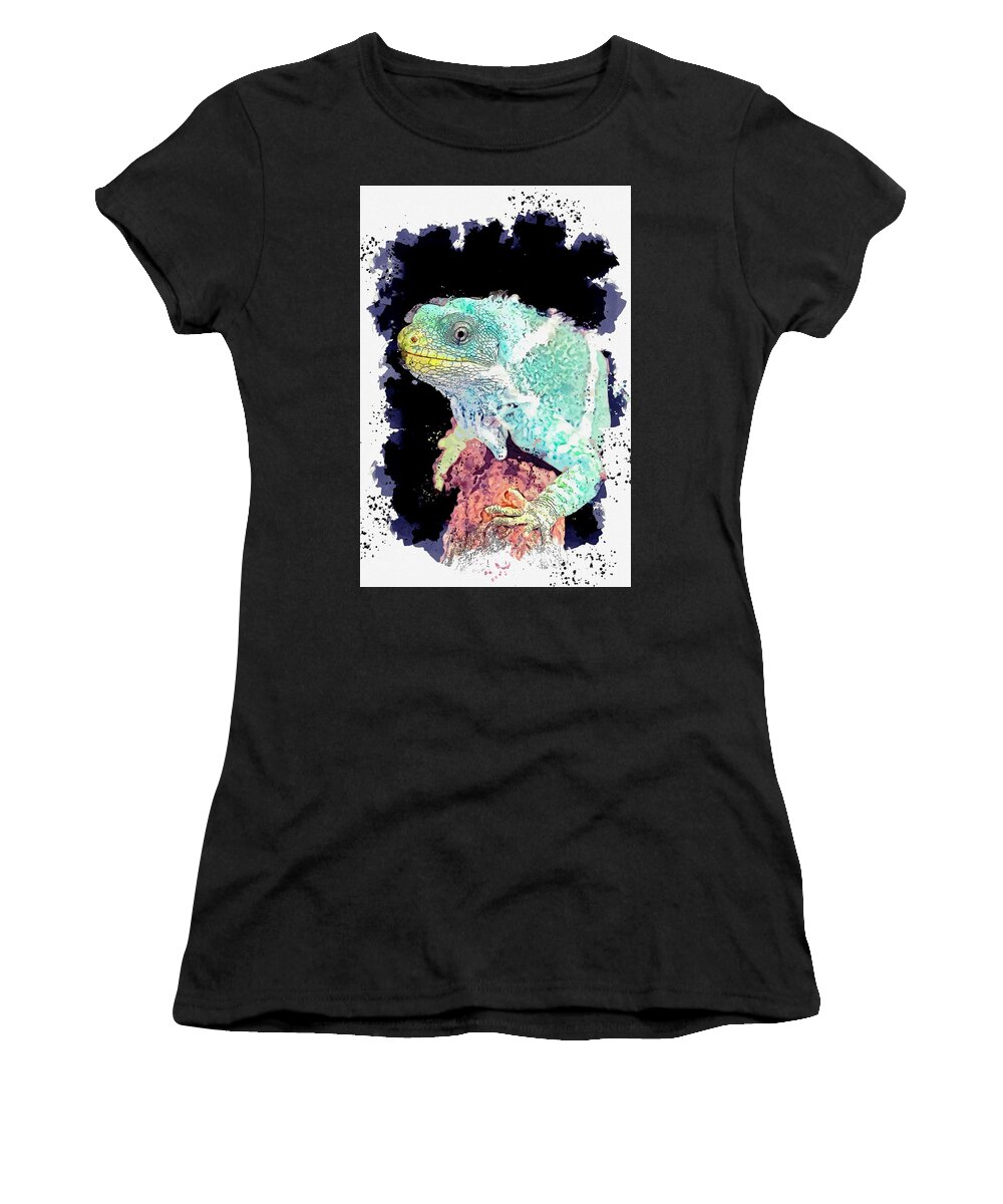 Crocodile Women's T-Shirt featuring the painting Hartley's Crocodile Adventures, Wangetti, Australia - watercolor by Adam Asar by Celestial Images