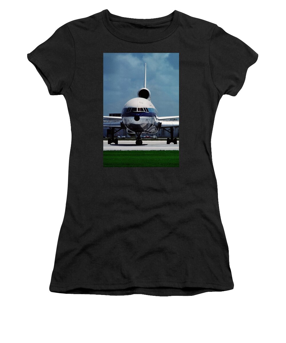 Eastern Airlines Women's T-Shirt featuring the photograph Head-on Eastern Airlines L-1011 by Erik Simonsen