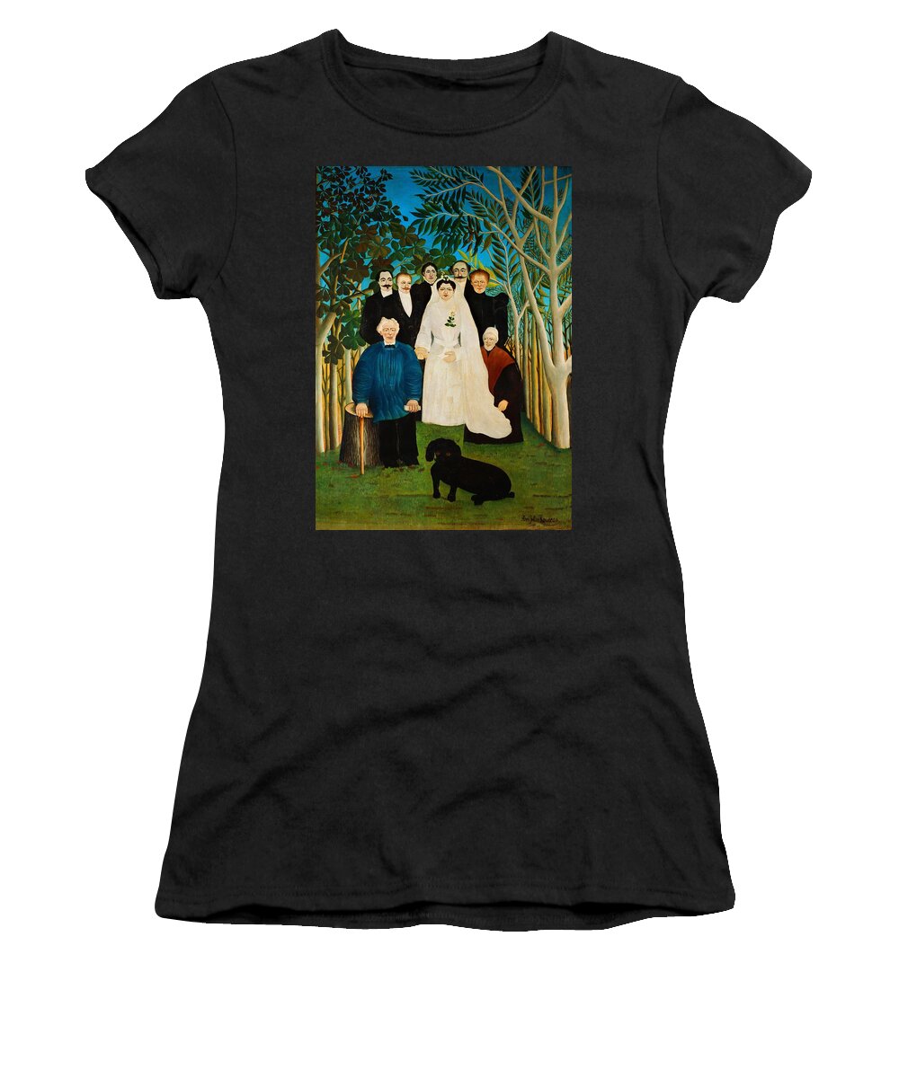 Dit Le Douanier Henri Rousseau Women's T-Shirt featuring the painting HENRI ROUSSEAU La Noce The Wedding Party. Date/Period Ca. 1905. by Dit Le Douanier Henri Rousseau