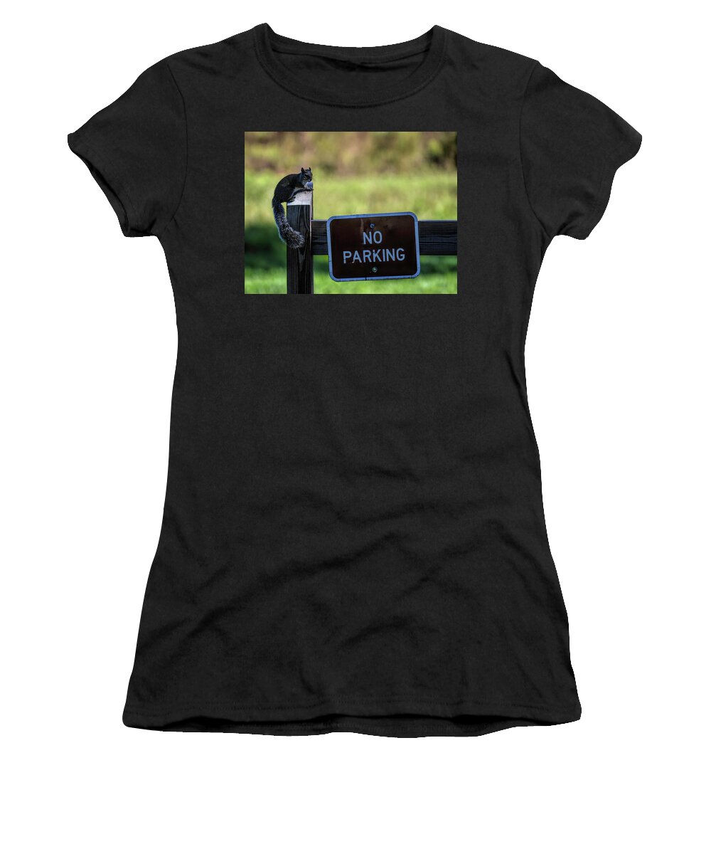 Florida Women's T-Shirt featuring the photograph Hey Squirrel No Parking by T Lynn Dodsworth