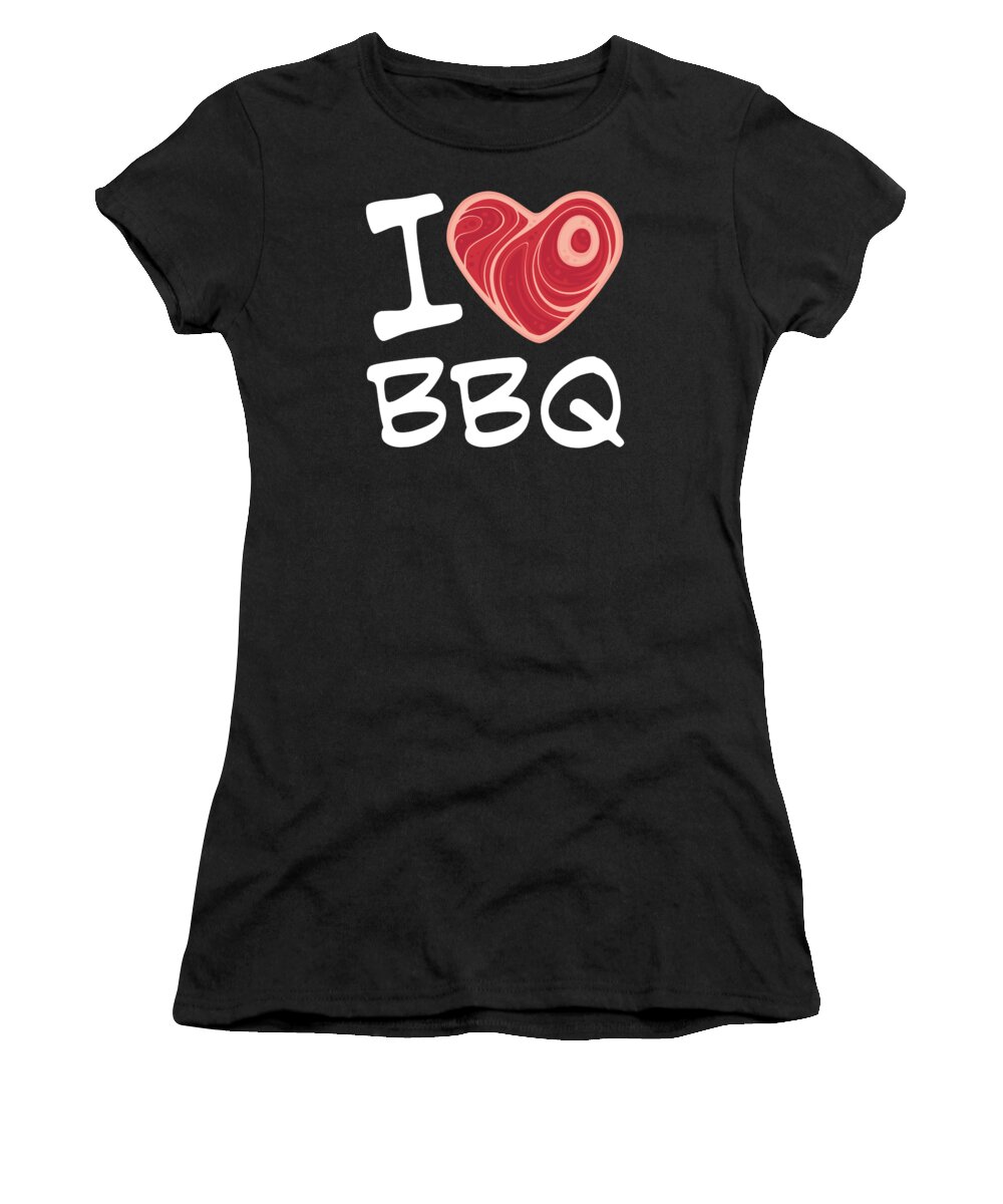Barbecue Women's T-Shirt featuring the digital art I Love BBQ - White Text Version by John Schwegel