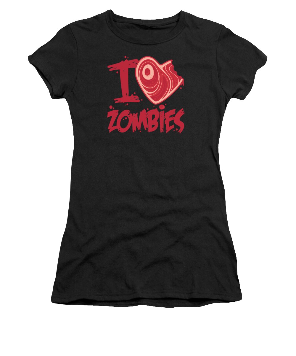 Zombie Women's T-Shirt featuring the digital art I Love Zombies with Meat Heart by John Schwegel