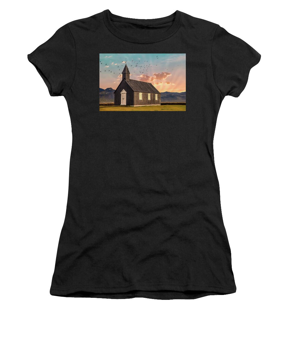 Iceland Women's T-Shirt featuring the photograph Iceland Chapel by David Letts