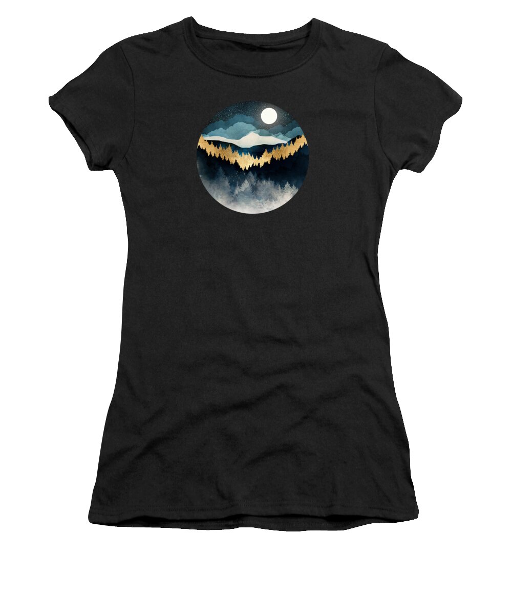 Indigo Women's T-Shirt featuring the digital art Indigo Night by Spacefrog Designs