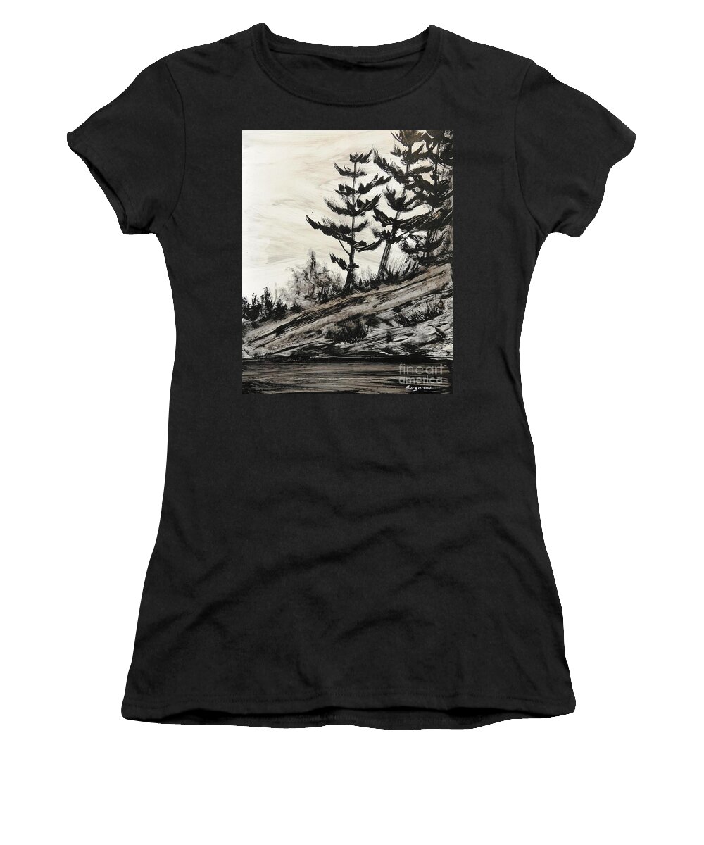 India Ink Women's T-Shirt featuring the painting Ink Prochade 10 by Petra Burgmann