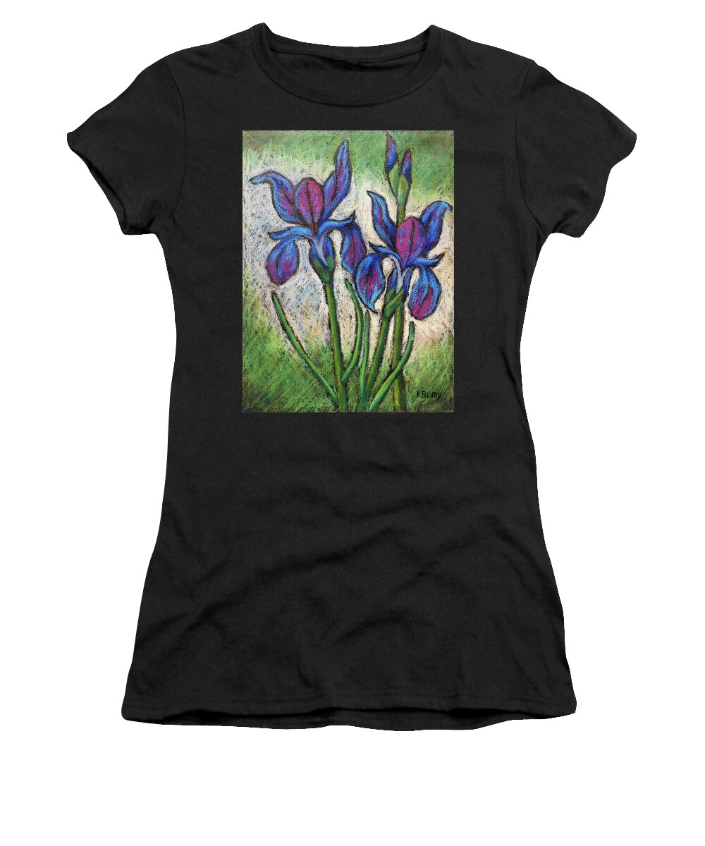 Iris Women's T-Shirt featuring the painting Irises in Bloom by Karla Beatty