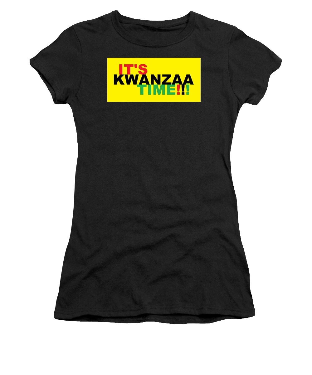 Kwanzaa Women's T-Shirt featuring the digital art It's Kwanzaa Time by Adenike AmenRa
