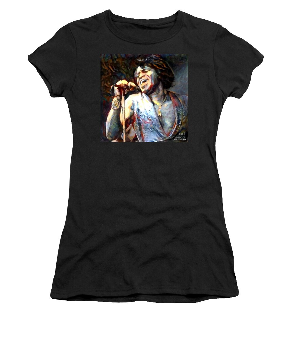 James Brown Women's T-Shirt featuring the painting James Brown by Carl Gouveia