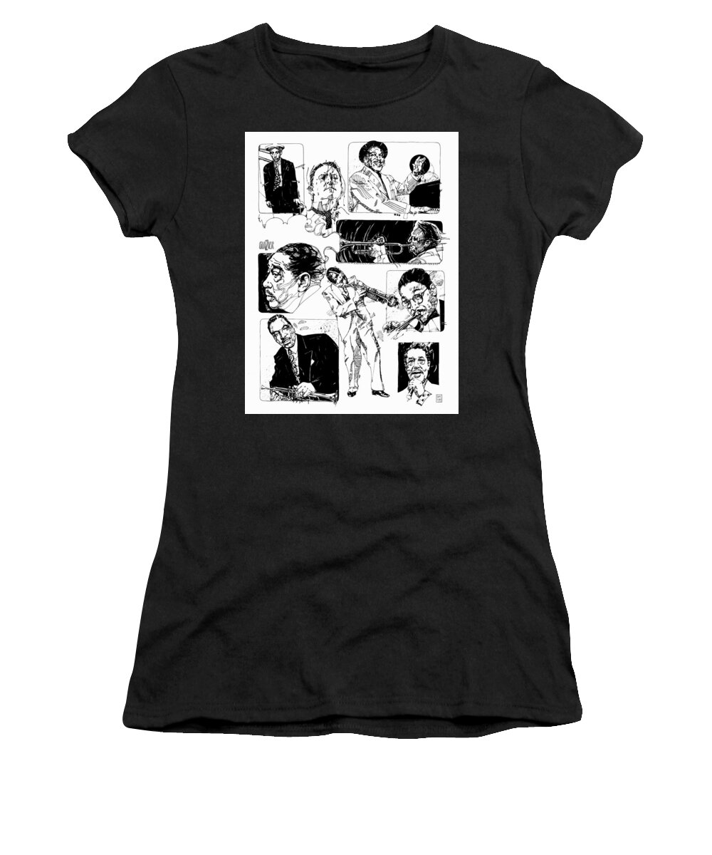 Jazz Women's T-Shirt featuring the drawing Jazz Montage by Garth Glazier