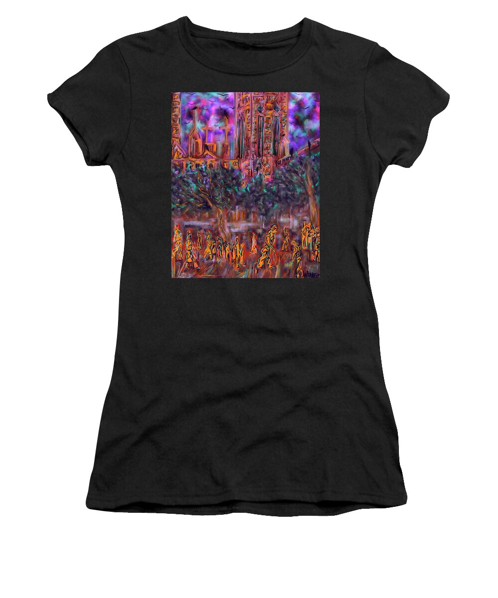 July Women's T-Shirt featuring the digital art July by Angela Weddle