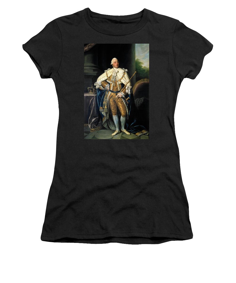 Jorge Iii De Inglaterra Women's T-Shirt featuring the painting King George III of England Prince of Hanover 1738-1820.Gripsholm Castle, Sweden. by Nathaniel Dance-Holland -1735-1811-