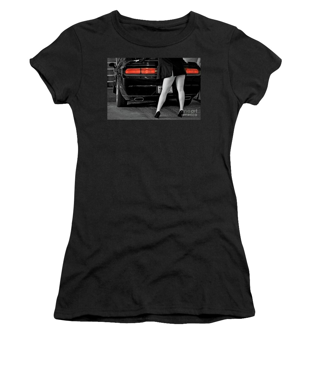 Boudoir Photography Women's T-Shirt featuring the photograph Lady in Black by La Dolce Vita