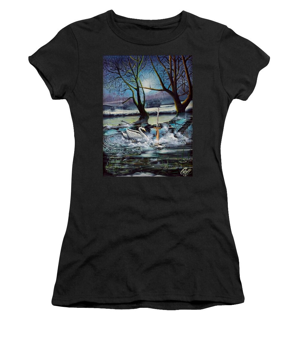 Lake Women's T-Shirt featuring the painting Lady in the Lake by John Palliser