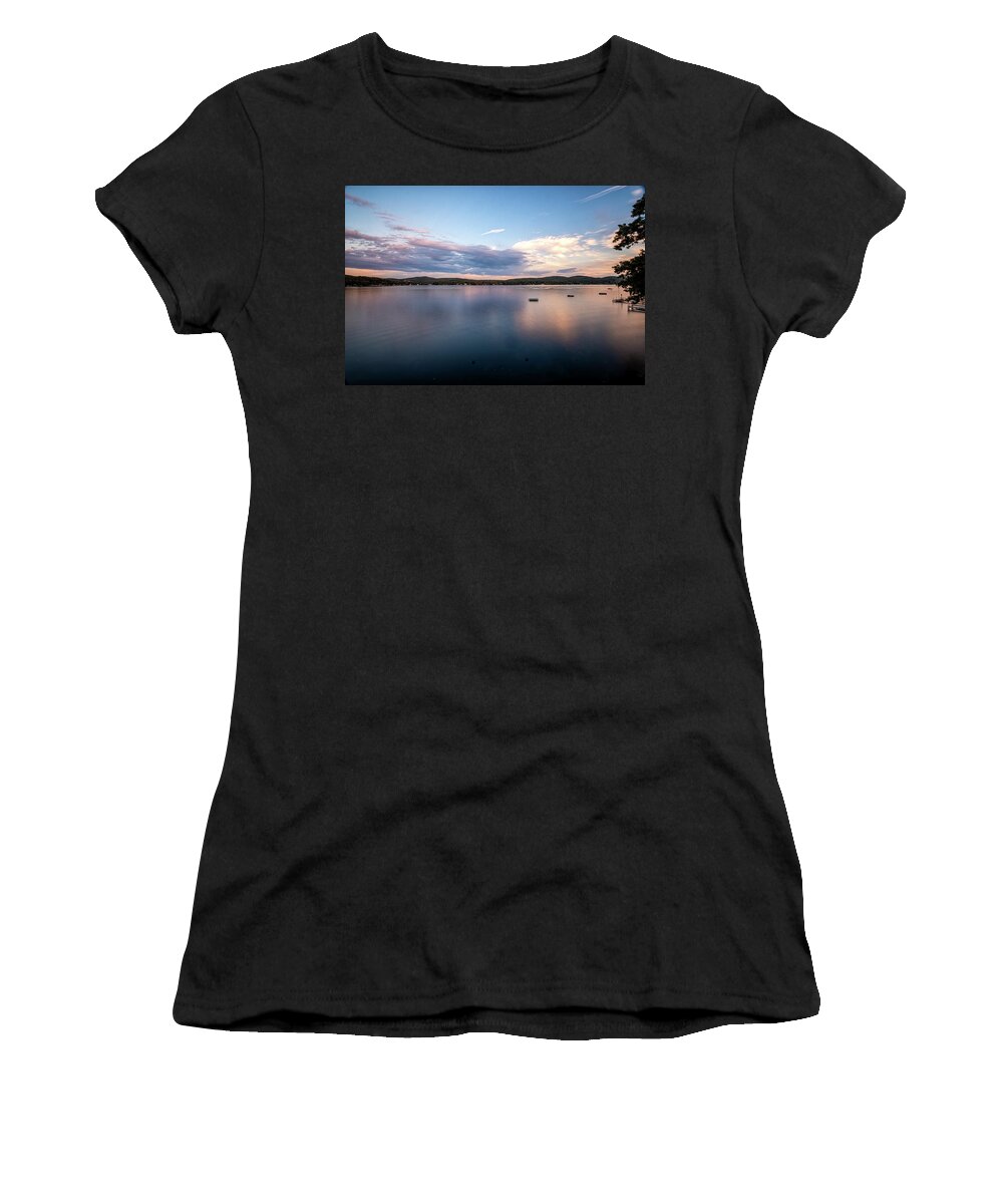 Spofford Lake New Hampshire Women's T-Shirt featuring the photograph Lake Sunset by Tom Singleton