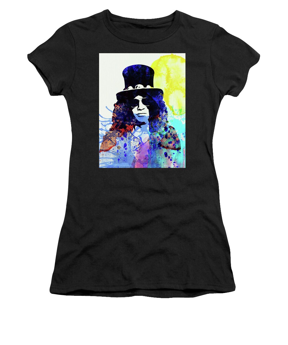 Slash Women's T-Shirt featuring the mixed media Legendary Slash Watercolor I by Naxart Studio