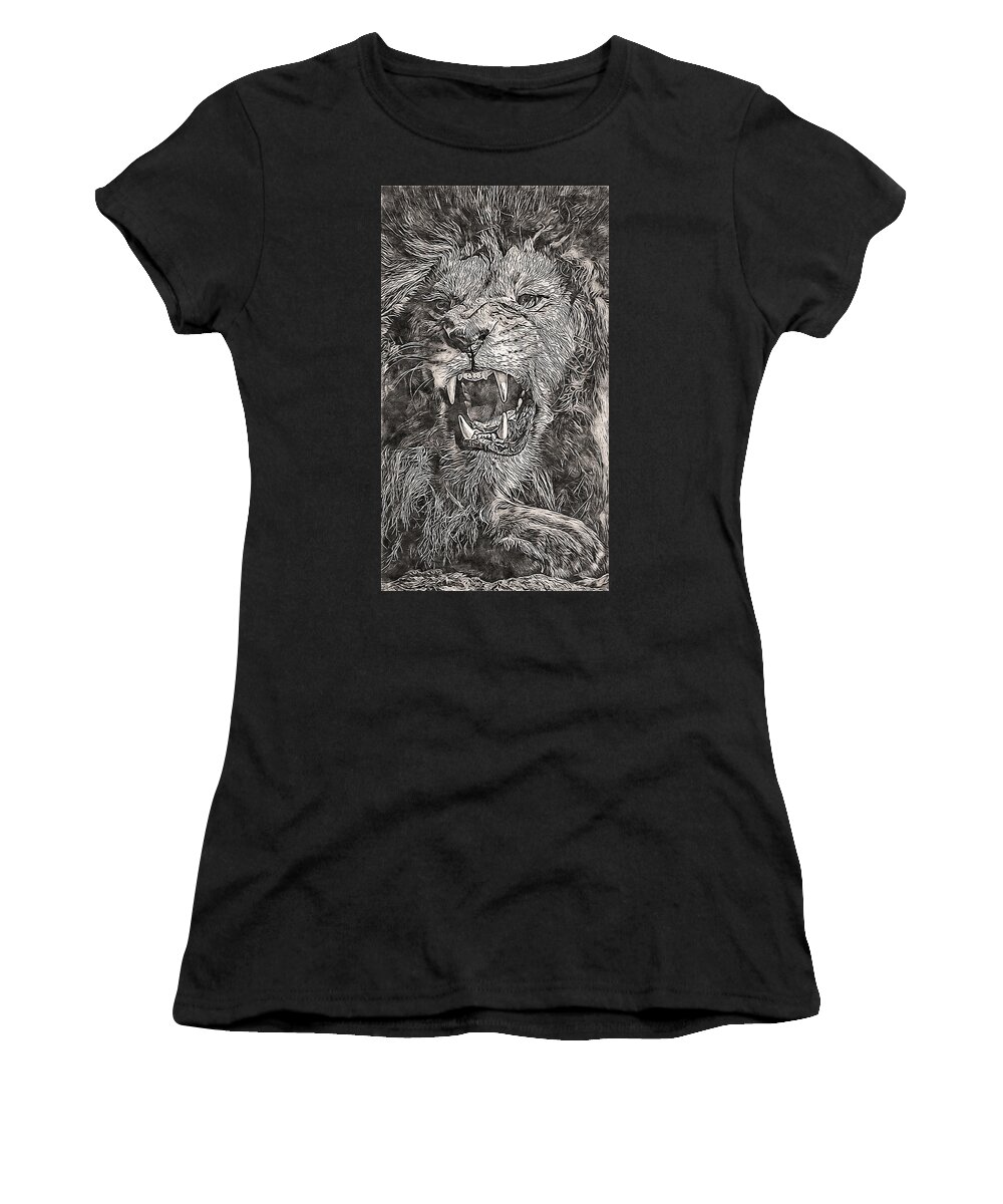Lion King Women's T-Shirt featuring the painting Lion King - 19 by AM FineArtPrints