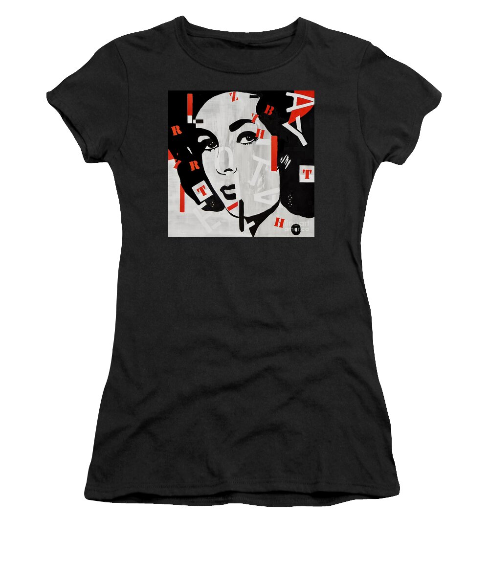 Elizabeth Taylor Women's T-Shirt featuring the painting LIZ TAYLOR Letters by Kathleen Artist PRO