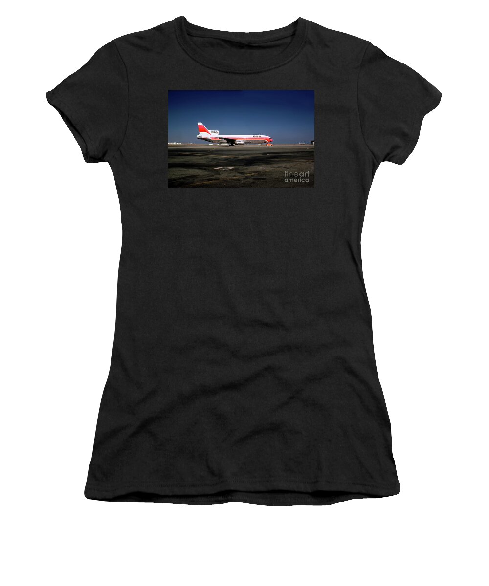 N10114 Women's T-Shirt featuring the photograph Lockheed L-1011-385-1, PSA RB211, N10114 by Wernher Krutein