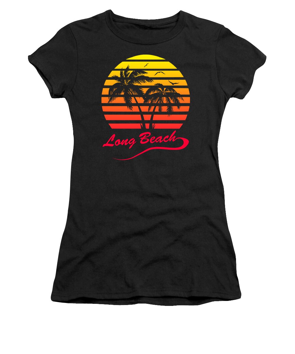 Sunset Women's T-Shirt featuring the digital art Long Beach Sunset by Filip Schpindel