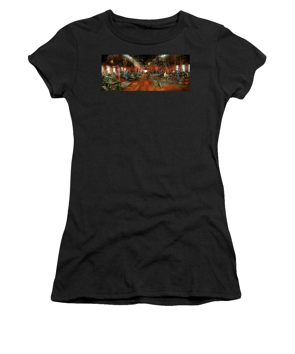 Machinist Women's T-Shirt featuring the photograph Machinist - Pumping out parts 1905 by Mike Savad