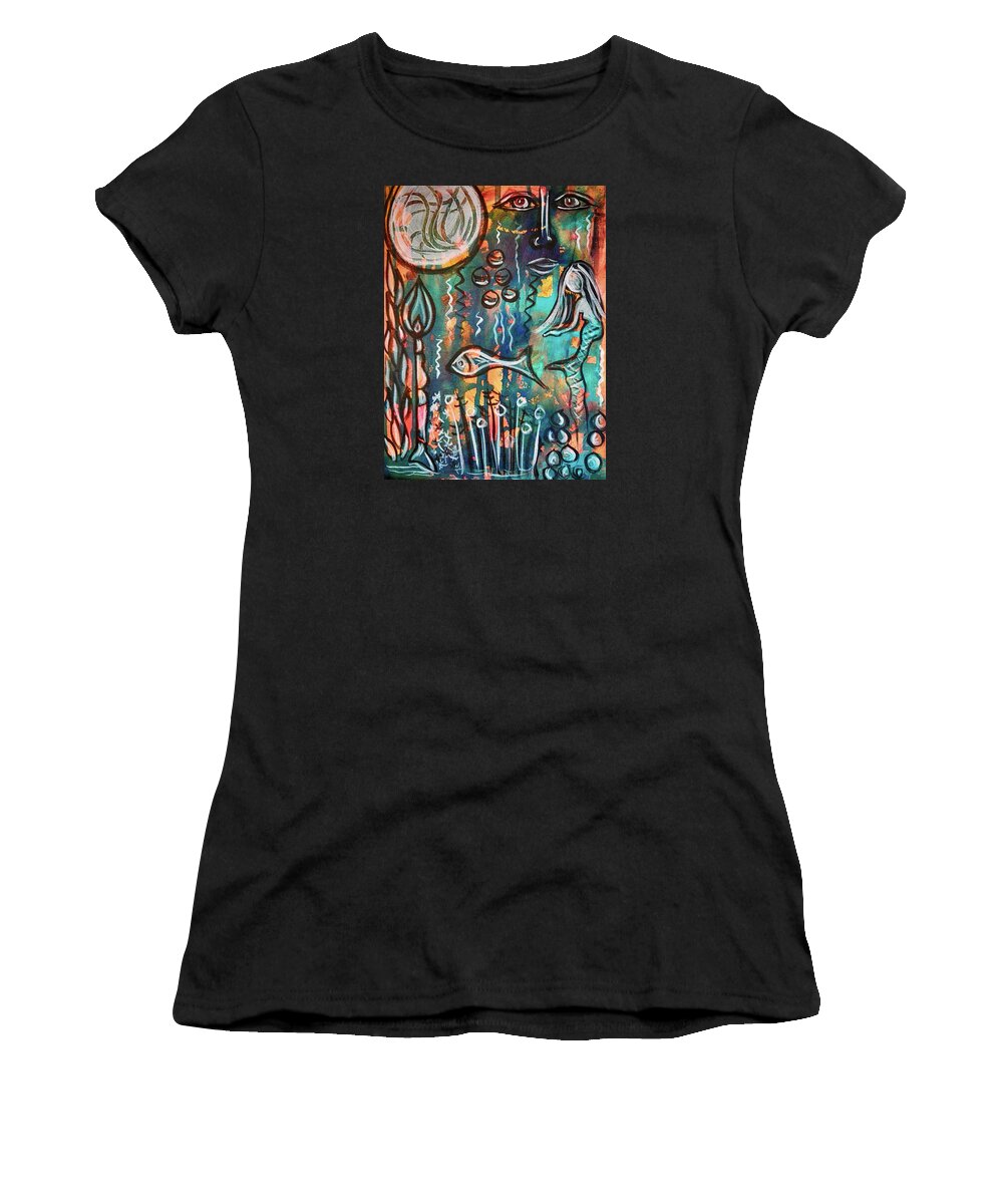 Mermaid Women's T-Shirt featuring the mixed media Mermaids Dream by Mimulux Patricia No