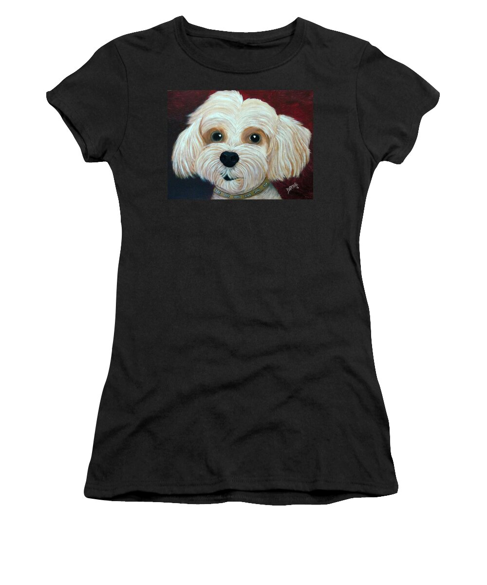 Dog Women's T-Shirt featuring the painting Miko by Gloria E Barreto-Rodriguez