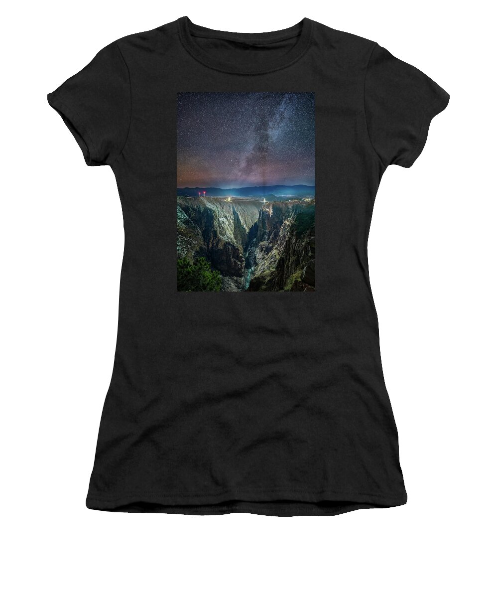 Milky Way Women's T-Shirt featuring the photograph Milky Way over the Royal Gorge Bridge by David Soldano