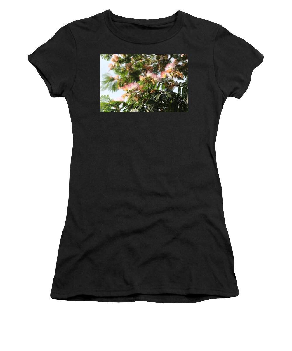Mimosa Women's T-Shirt featuring the photograph Mimosa Tree Flowers by Christopher Lotito