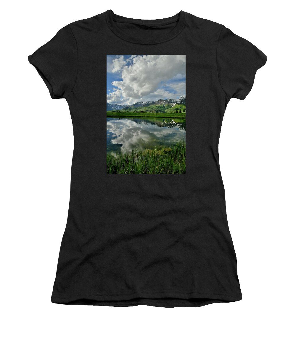 Colorado Women's T-Shirt featuring the photograph Mirror Image at Mountain Village Colorao by Ray Mathis