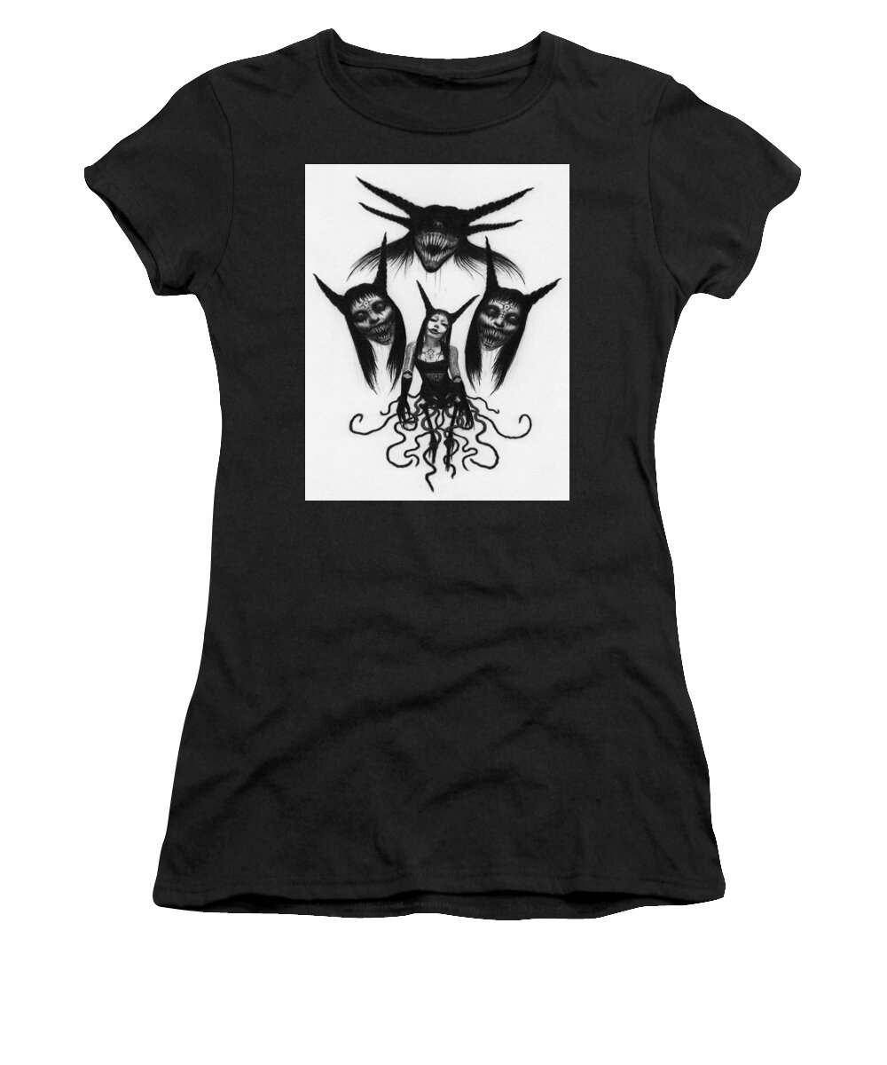 Horror Women's T-Shirt featuring the drawing Miss Carnivorous - Artwork by Ryan Nieves
