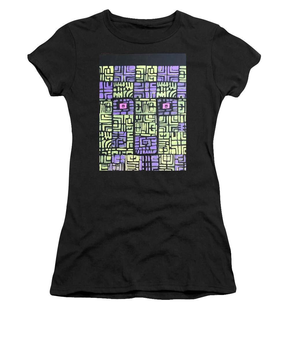 Geometric Portrait Monolith Women's T-Shirt featuring the mixed media Monolith portrait by Hila Abada