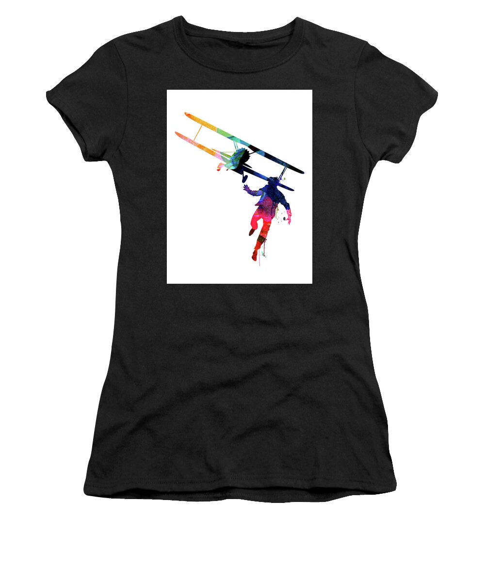 Movies Women's T-Shirt featuring the mixed media North by Northwest Watercolor by Naxart Studio