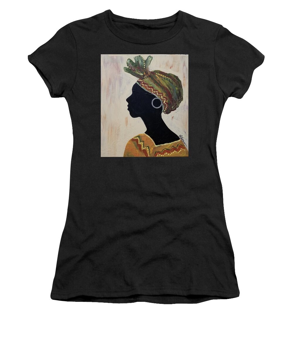 Profile Women's T-Shirt featuring the painting Nubian Beauty 2 by Elise Boam