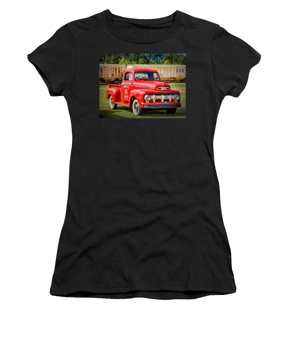  Women's T-Shirt featuring the photograph Old Red Truck by Jack Wilson