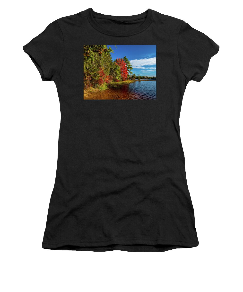 Fall Women's T-Shirt featuring the photograph Oswego Lake Pinelands by Louis Dallara